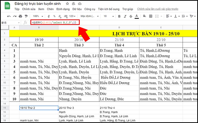 Chọn xuất một phần dữ liệu trong phạm vi vùng dữ liệu đã chọn